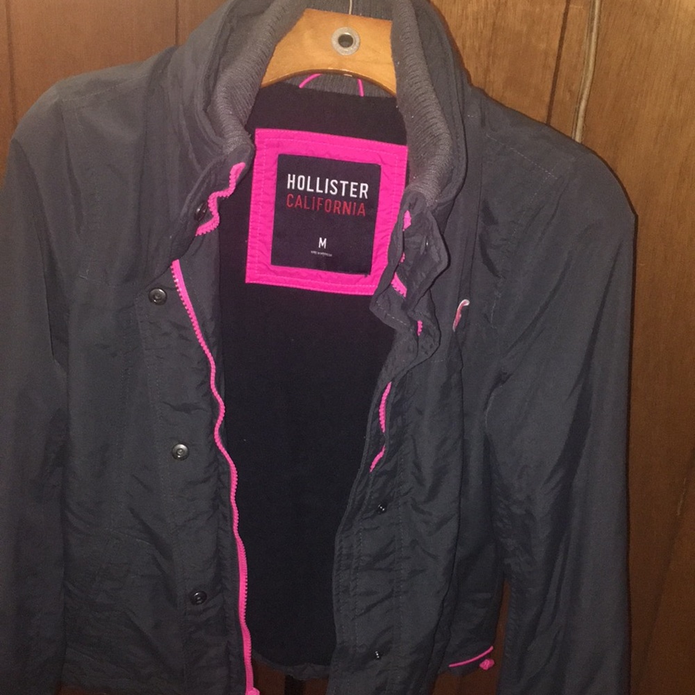Hollister jacker dark grey size m also have it in size s if interested
